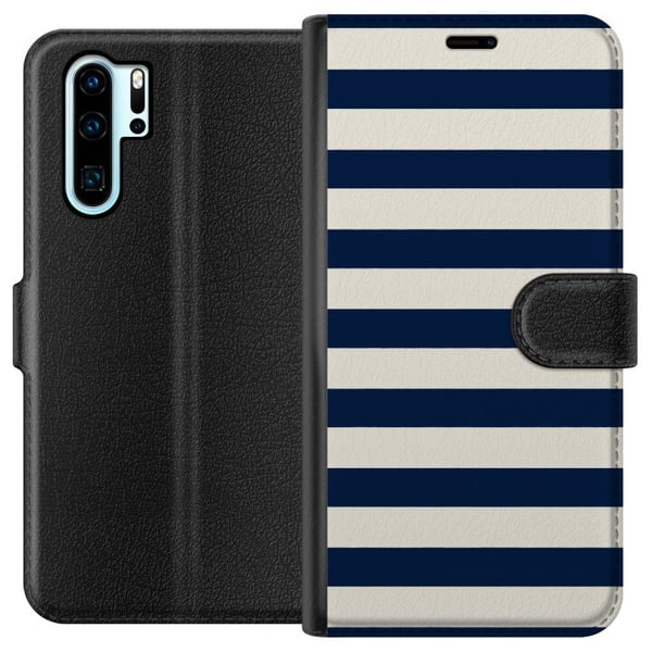 Yhteensopiva Lompakkokotelo Huawei P30 Pro Raidallinen laivastonsiniset raidat laivastonsininen valkoinen merihenkinen kuvio merellinen muoti inspira