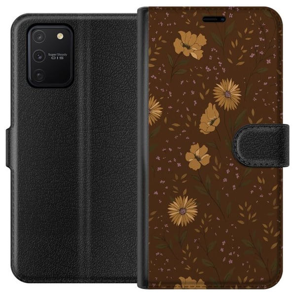 Kompatibelt Lommeboketui til Samsung Galaxy S10 Lite Retro blomstermønster brun bakgrunn blomster vintage 70-tallsstil bohemsk tapetdesign trykk Kompatibelt Lommeboketui til Samsung Galaxy S10 Lite Retro blomstermønster brun bakgrunn blomster vintage 70-tallsstil bohemsk tapetdesign trykk