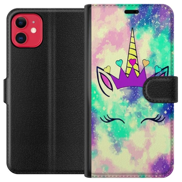 Kompatibel Tegnebogsetui til Apple iPhone 11 Pastelfarvet enhjørning med galaksebaggrund, hjerter og krone, magisk legende fantasydesign i moderne og Kompatibel Tegnebogsetui til Apple iPhone 11 Pastelfarvet enhjørning med galaksebaggrund, hjerter og krone, magisk legende fantasydesign i moderne og