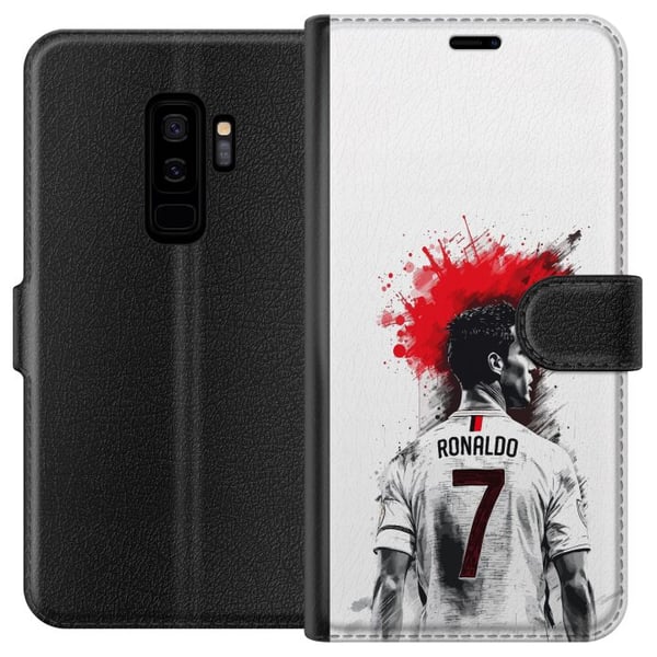 Kompatibelt Plånboksfodral till Samsung Galaxy S9+ Ronaldo Red Energy motiv med Cristiano Ronaldo i rödvit stiliserad design med kraftfull känsla