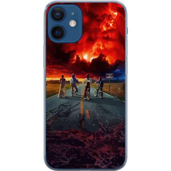 Yhteensopiva Puhelinkuori Apple iPhone 12 mini Tieteisfiktion inspiroima seikkailujuliste, jossa pyöräileviä lapsia – dramaattinen taivas ja nostalgi