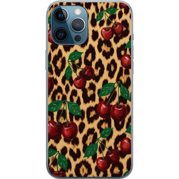 Kompatibelt Mobildeksel til Apple iPhone 12 Pro Max Kirsebær leopardmønster kirsebær retro rockabilly pinupstil kirsebærtrykk leopardbakgrunn motekun