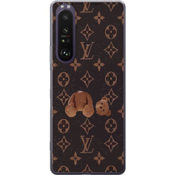 Kompatibel Mobilcover til Sony Xperia 1 III Luksuriøst monogrammønster med ødelagt bamse i mørk, modeinspireret æstetik