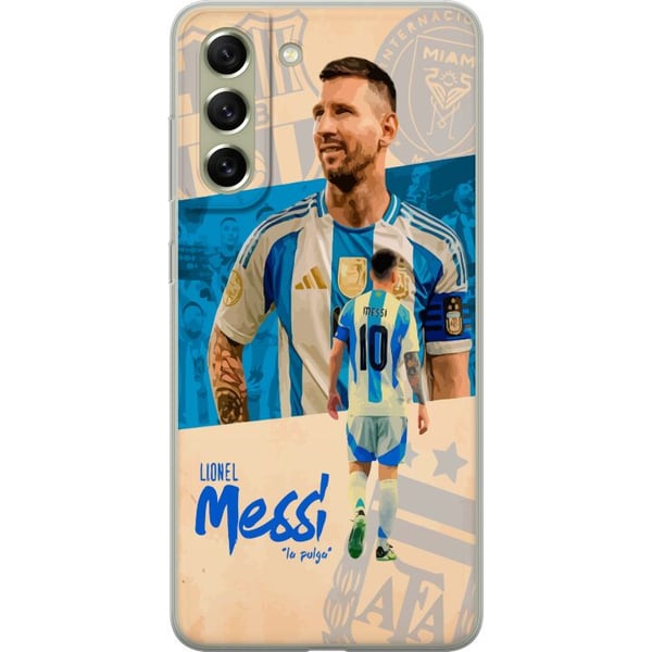Kompatibelt Mobildeksel til Samsung Galaxy S21 FE 5G Portrett av Lionel Messi i Argentina-drakt, ikonisk design for fotballfans med lidenskap og ener