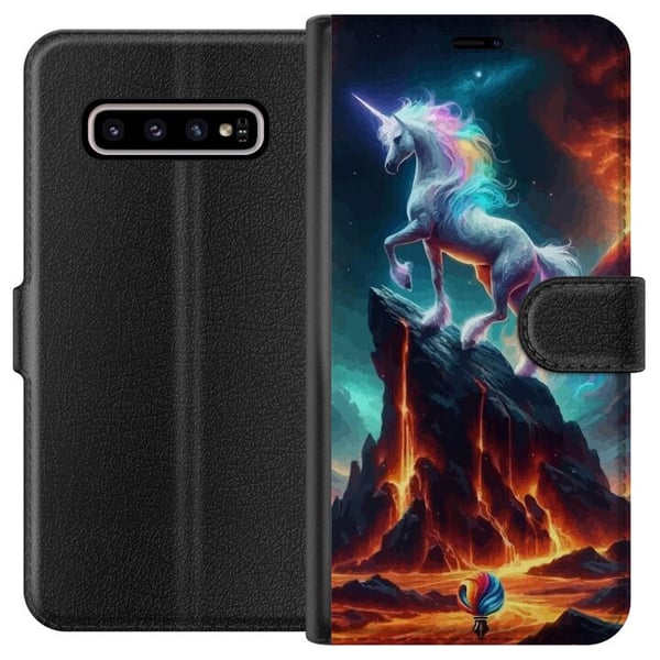 Kompatibelt Lommeboketui til Samsung Galaxy S10+ Enhjørning