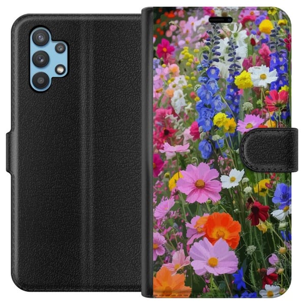 Kompatibelt Plånboksfodral till Samsung Galaxy A32 5G Blommigt mobilskal med somrig äng och naturmotiv Kompatibelt Plånboksfodral till Samsung Galaxy A32 5G Blommigt mobilskal med somrig äng och naturmotiv
