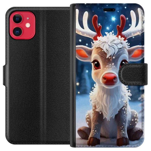 Kompatibelt Plånboksfodral till Apple iPhone 11 Söt ren vinter julmotiv kawaii reindeer snow lights bright magical christmas cute holiday poster Kompatibelt Plånboksfodral till Apple iPhone 11 Söt ren vinter julmotiv kawaii reindeer snow lights bright magical christmas cute holiday poster