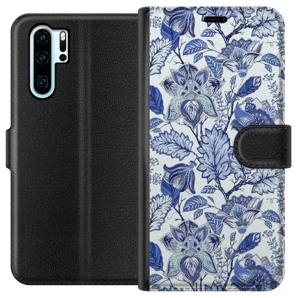 Yhteensopiva Lompakkokotelo Huawei P30 Pro Kukat Sininen...