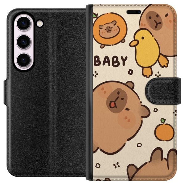 Kompatibel Tegnebogsetui til Samsung Galaxy S23 Kawaii-kapivarillustration – Sødt tegnet design med ænder og appelsiner