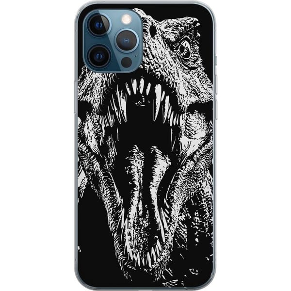 Kompatibel Mobilcover til Apple iPhone 12 Pro T-Rex brøl dinosaur episk sort-hvidt forhistorisk bæst voldsomt brøl monster kunst illustration plakat