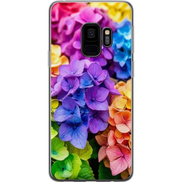 Kompatibelt Mobilskal till Samsung Galaxy S9 Hortensia hydrangea flowers färgglada blommor rainbow floral pattern lila rosa blå gul orange art Kompatibelt Mobilskal till Samsung Galaxy S9 Hortensia hydrangea flowers färgglada blommor rainbow floral pattern lila rosa blå gul orange art