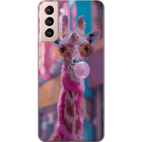 Kompatibelt Mobildeksel til Samsung Galaxy S21 Sjiraff med tyggegummi, morsomt fargerikt design i urbant miljø i popkunststil med leken energi, humor Kompatibelt Mobildeksel til Samsung Galaxy S21 Sjiraff med tyggegummi, morsomt fargerikt design i urbant miljø i popkunststil med leken energi, humor