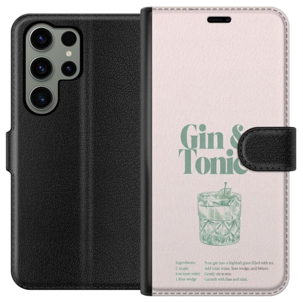Kompatibel Tegnebogsetui til Samsung Galaxy S23 Ultra Gin og tonic i stilren retroillustration