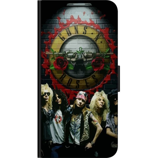 Kompatibelt Lommeboketui til Samsung Galaxy A03s Guns N' Roses-bandet foran logoen, klassisk rockmotiv med ekte 80-tallsfølelse