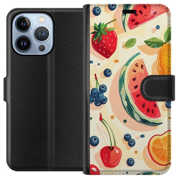 Yhteensopiva Lompakkokotelo Apple iPhone 13 Pro Leikkisä kuvitus hedelmäkuviosta, jossa on vesimelonia, sitrushedelmiä ja marjoja Yhteensopiva Lompakkokotelo Apple iPhone 13 Pro Leikkisä kuvitus hedelmäkuviosta, jossa on vesimelonia, sitrushedelmiä ja marjoja