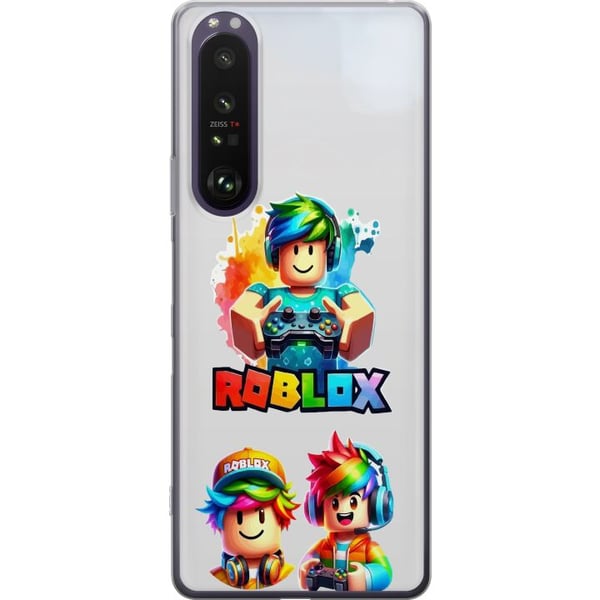 Kompatibel Mobilcover til Sony Xperia 1 III Roblox Rainbow Gamer Design farverig spilverden med figurer i regnbuens farver fyldt med glæde og kreativ