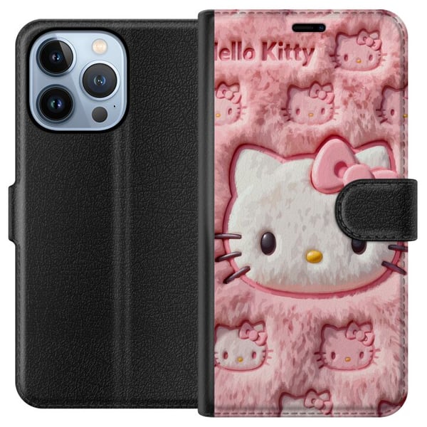 Yhteensopiva Lompakkokotelo Apple iPhone 13 Pro Hello Kitty -inspiroitu vaaleanpunainen pörrökuosi, jossa on ikoniset kissankasvot kawaii-tyyliin