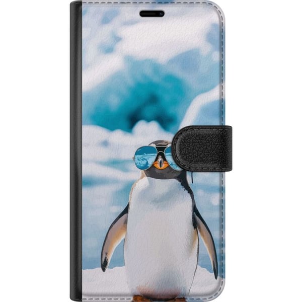 Kompatibelt Plånboksfodral till Samsung Galaxy S9+ Pingvin med glasögon rolig vinterdesign humoristisk kall stil med is hav och trendig modern känsla