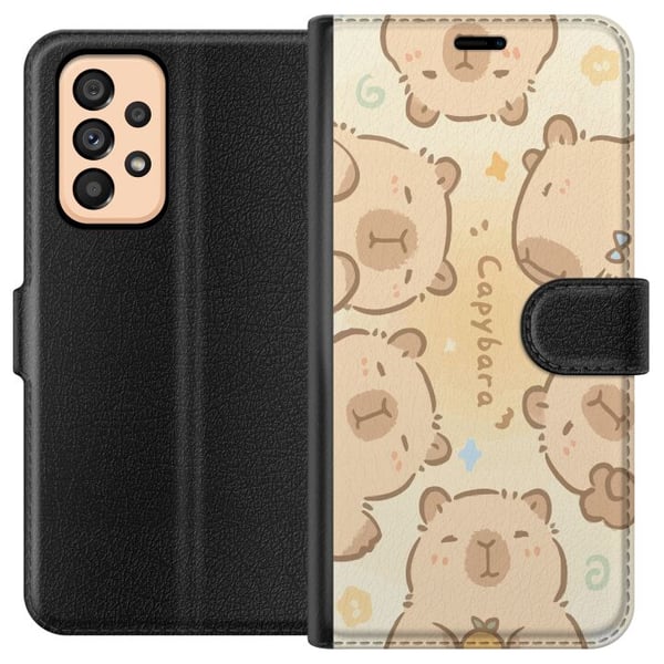 Kompatibelt Plånboksfodral till Samsung Galaxy A53 5G Capybara Cuties Pastell Design gulliga flodsvin i mjuka färger söt varm stil med charm och lekf