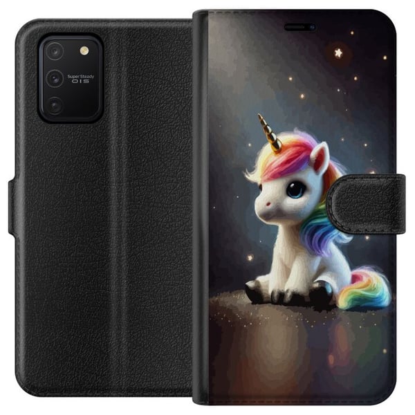 Kompatibelt Lommeboketui til Samsung Galaxy S10 Lite Sittende enhjørning med regnbuemanke og stjerner i en myk eventyraktig stil Kompatibelt Lommeboketui til Samsung Galaxy S10 Lite Sittende enhjørning med regnbuemanke og stjerner i en myk eventyraktig stil