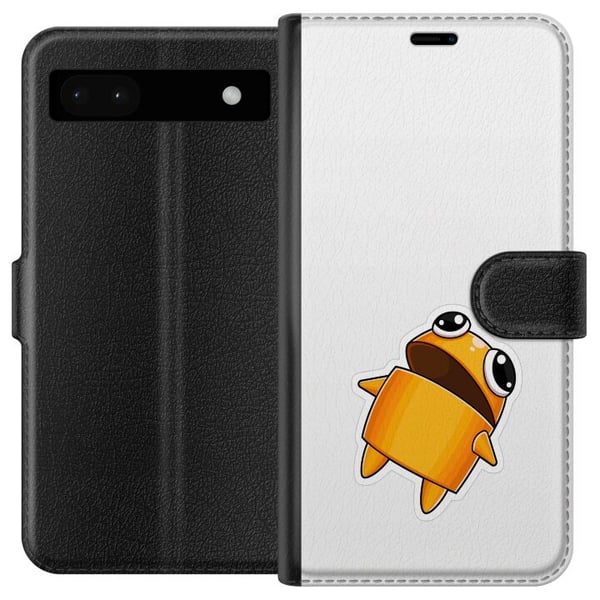 Yhteensopiva Lompakkokotelo Google Pixel 6a Oranssi piirroshahmo, jolla on suuret silmät ja dynaaminen poseeraus energisessä, leikkisässä tyylissä