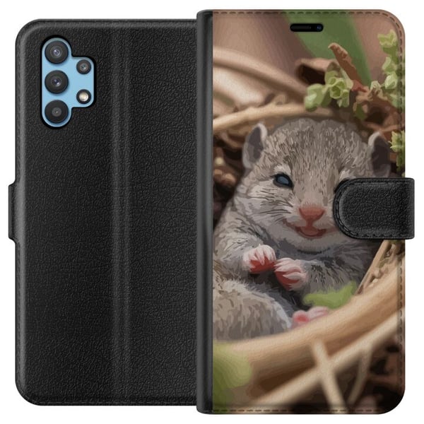 Kompatibelt Plånboksfodral till Samsung Galaxy A32 5G Råtta Leende Djurmotiv Stadsmotiv Urban Grafisk Design Kompatibelt Plånboksfodral till Samsung Galaxy A32 5G Råtta Leende Djurmotiv Stadsmotiv Urban Grafisk Design