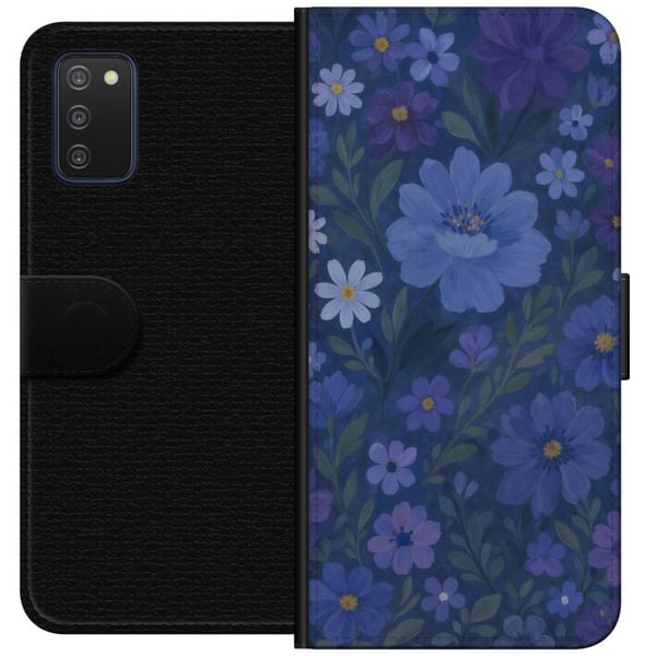 Kompatibelt Lommeboketui til Samsung Galaxy A03s Midnattsblomster i en dypblå drømmeaktig sommerkveld
