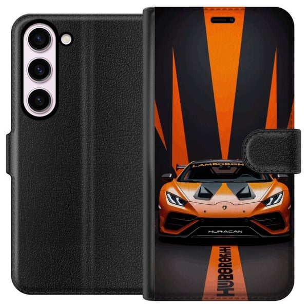 Kompatibelt Lommeboketui til Samsung Galaxy S23 Lamborghini Huracán oransje superbil luksusbil sportsbil racing frontvisning bil eksotisk rask plakat