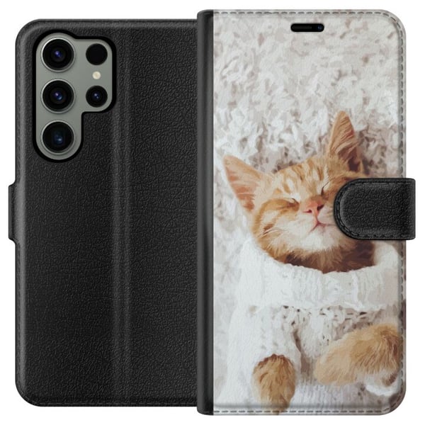 Kompatibel Tegnebogsetui til Samsung Galaxy S23 Ultra Kat Kompatibel Tegnebogsetui til Samsung Galaxy S23 Ultra Kat