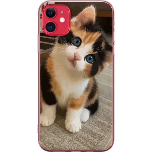 Kompatibelt Mobildeksel til Apple iPhone 11 Trefarget kattunge med blå øyne, søtt innendørsmiljø og sjarmerende uttrykk, perfekt for alle som liker s