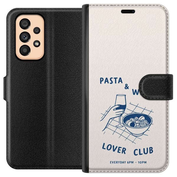 Kompatibelt Lommeboketui til Samsung Galaxy A53 5G Pasta vin og hverdagsromantikk i grafisk stil