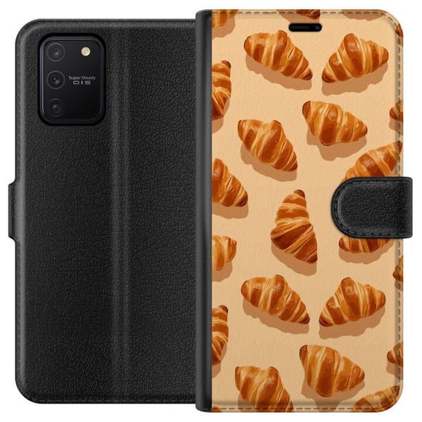 Kompatibelt Lommeboketui til Samsung Galaxy S10 Lite Croissantmønster med gyllenbrune franske bakverk beige bakgrunn kaféinspirert illustrasjon i ele Kompatibelt Lommeboketui til Samsung Galaxy S10 Lite Croissantmønster med gyllenbrune franske bakverk beige bakgrunn kaféinspirert illustrasjon i ele