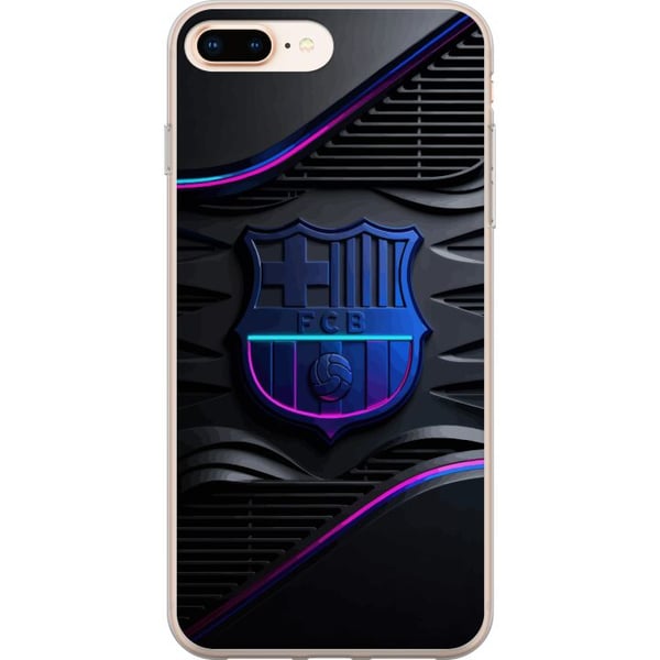 Yhteensopiva Puhelinkuori Apple iPhone 8 Plus FC Barcelonan tunnus neoninsinisenä ja vaaleanpunaisena futuristisella metallipinnalla Yhteensopiva Puhelinkuori Apple iPhone 8 Plus FC Barcelonan tunnus neoninsinisenä ja vaaleanpunaisena futuristisella metallipinnalla