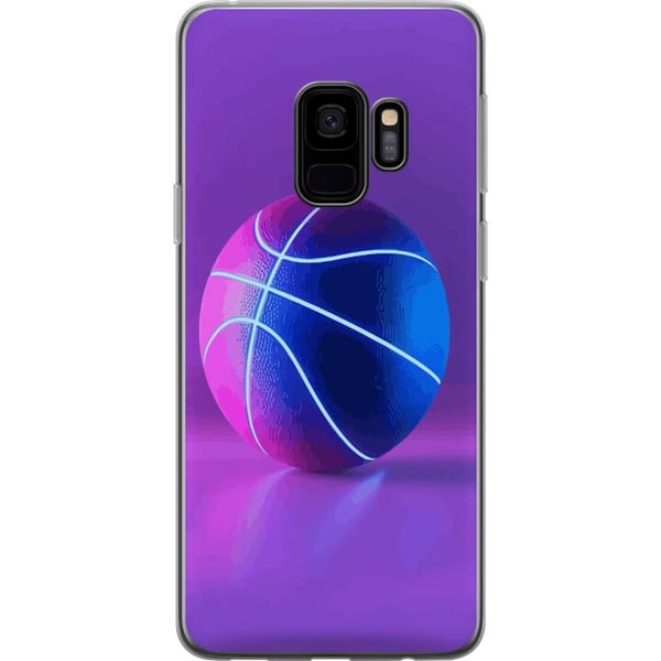 Kompatibelt Mobilskal till Samsung Galaxy S9 Basket ball poster neon basketboll sport glowing purple blue retro court athlete sports design art Kompatibelt Mobilskal till Samsung Galaxy S9 Basket ball poster neon basketboll sport glowing purple blue retro court athlete sports design art