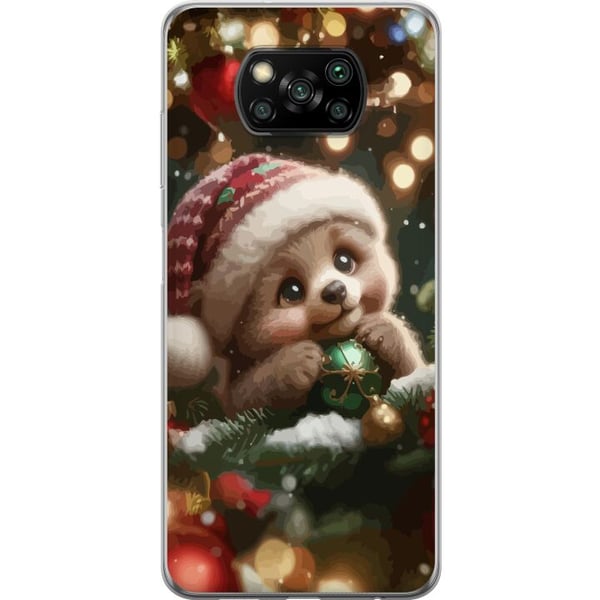 Kompatibel Mobilcover til Xiaomi Poco X3 NFC Julesovende bjørn kugler sød bjørn hyggelige lys jul kawaii varm højtid sød vinter plakat