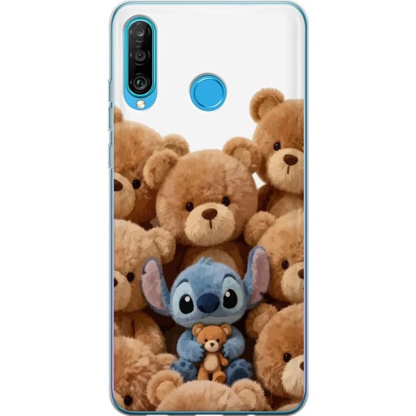 Kompatibelt Mobilskal till Huawei P30 lite Söt och trygg illustration med fantasikaraktär omgiven av nallebjörnar i varm stil Kompatibelt Mobilskal till Huawei P30 lite Söt och trygg illustration med fantasikaraktär omgiven av nallebjörnar i varm stil