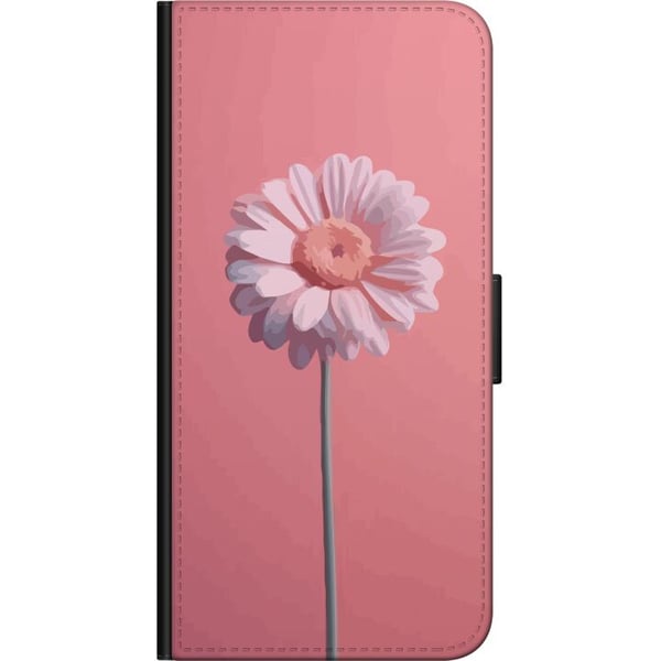 Kompatibelt Lommeboketui til Samsung Galaxy A03s Enkel rosa blomst på lys bakgrunn elegant minimalistisk design perfekt for en stilren look