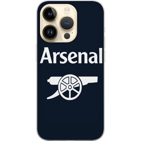 Kompatibelt Mobilskal till Apple iPhone 14 Pro Arsenal logga i mörkblått vitt klassiskt fotbollsmotiv för Premier League fans