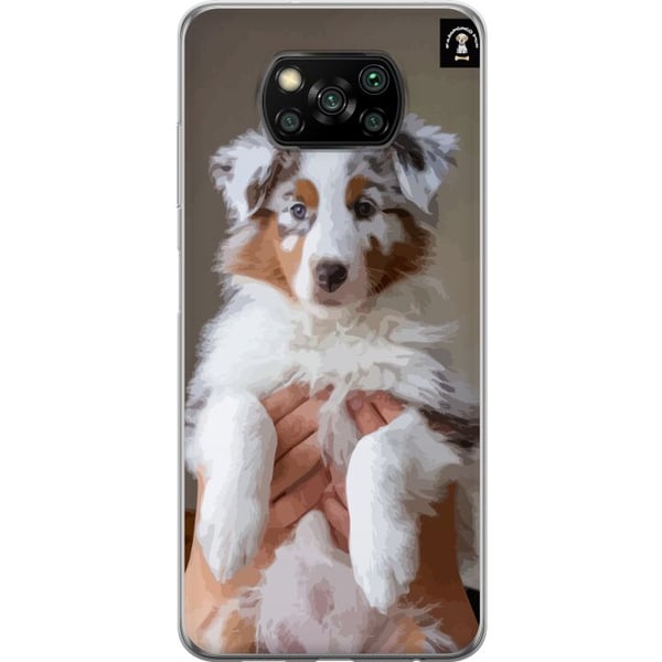 Kompatibel Mobilcover til Xiaomi Poco X3 NFC Sød hvalp med blå øjne og fluffy pels – perfekt til hundeelskere, der ønsker et charmerende og moderne m