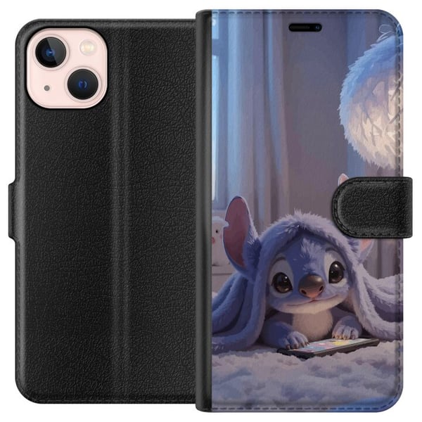 Kompatibelt Lommeboketui til Apple iPhone 13 mini Stitch under et teppe med telefon, kveldskos i blå toner, sjarmerende drømmeaktig design for alle s