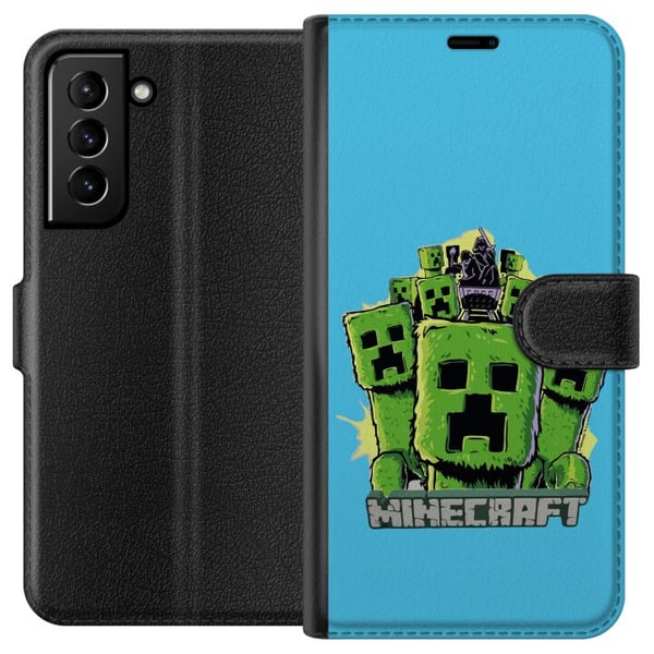 Kompatibelt Lommeboketui til Samsung Galaxy S21+ 5G Minecraft Creeper-armé i tegneseriestil – grønn Creeper-illustrasjon med klassisk Minecraft-tema Kompatibelt Lommeboketui til Samsung Galaxy S21+ 5G Minecraft Creeper-armé i tegneseriestil – grønn Creeper-illustrasjon med klassisk Minecraft-tema