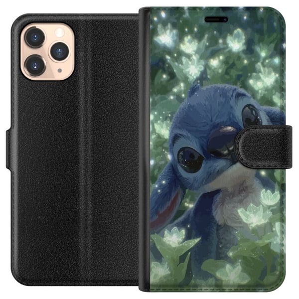 Kompatibelt Plånboksfodral till Apple iPhone 11 Pro Disney Stitch kawaii figur med blomma