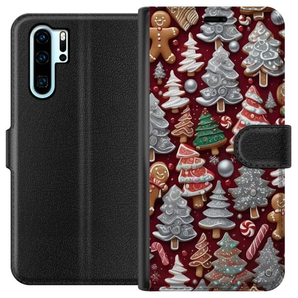 Yhteensopiva Lompakkokotelo Huawei P30 Pro Jouluaihe, jossa on piparkakkuja, kuusia ja talvista tunnelmaa