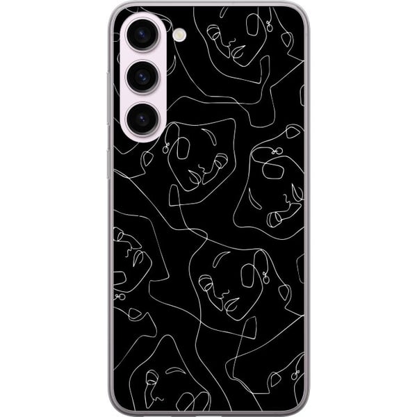 Kompatibel Mobilcover til Samsung Galaxy S23+ Abstrakte ansigter stregkunst i hvidt på mørk baggrund moderne minimalistisk stil til kunstelskere Kompatibel Mobilcover til Samsung Galaxy S23+ Abstrakte ansigter stregkunst i hvidt på mørk baggrund moderne minimalistisk stil til kunstelskere