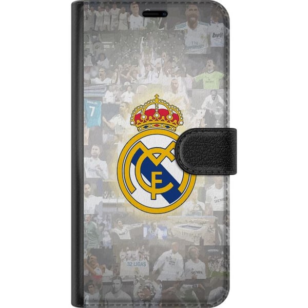 Kompatibel Tegnebogsetui til Samsung Galaxy S23 Real Madrid Emblem Fotboll Klubbmärke Vit Guld Design