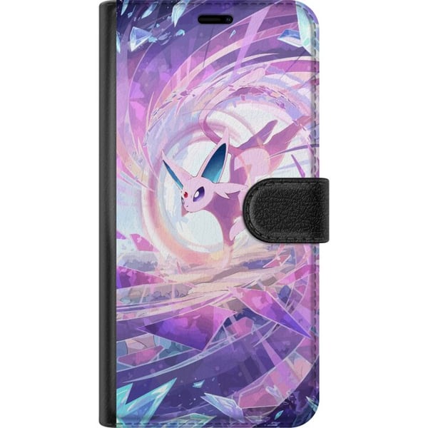 Kompatibelt Lommeboketui til Samsung Galaxy A32 5G Espeon Pokémon-illustrasjon – Magisk lilla motiv med krystaller og stjerner