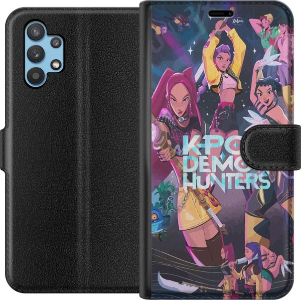 Yhteensopiva Lompakkokotelo Samsung Galaxy A32 5G K-pop-demoninmetsästäjät Täyden joukkueen taistelu Idolit Taikamiekat Kosminen hehku
