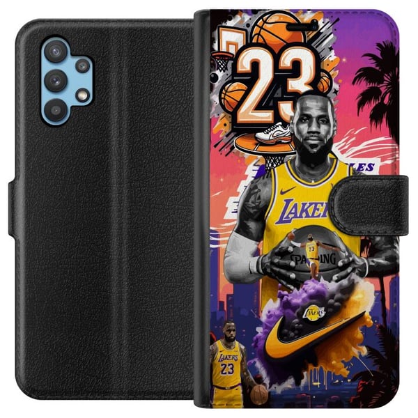 Kompatibelt Plånboksfodral till Samsung Galaxy A32 5G Basketinspirerad artwork med nummer 23 och actionkänsla – kraftfull sportillustration med dynam Kompatibelt Plånboksfodral till Samsung Galaxy A32 5G Basketinspirerad artwork med nummer 23 och actionkänsla – kraftfull sportillustration med dynam