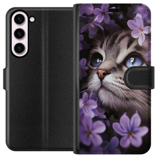 Kompatibel Tegnebogsetui til Samsung Galaxy S23+ Kat og blomster