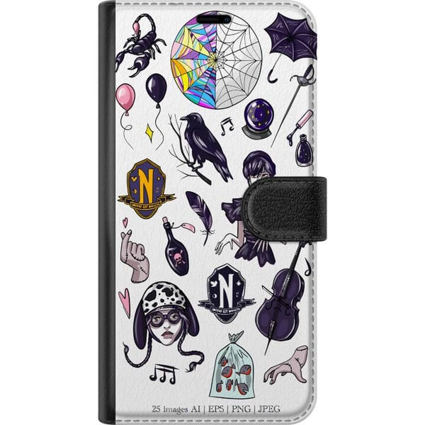 Kompatibelt Plånboksfodral till Samsung Galaxy A32 5G Wednesday Stickers